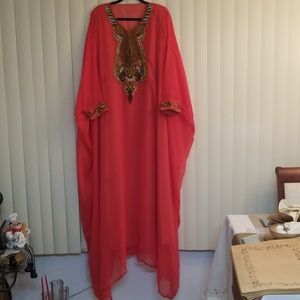 Beautiful Coral Beaded Kaftan.